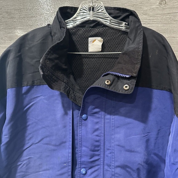 Vintage Carhartt Men 2XL Blue Anorak Rain Jacket Coat Mesh Lined Workwear - Picture 2 of 15